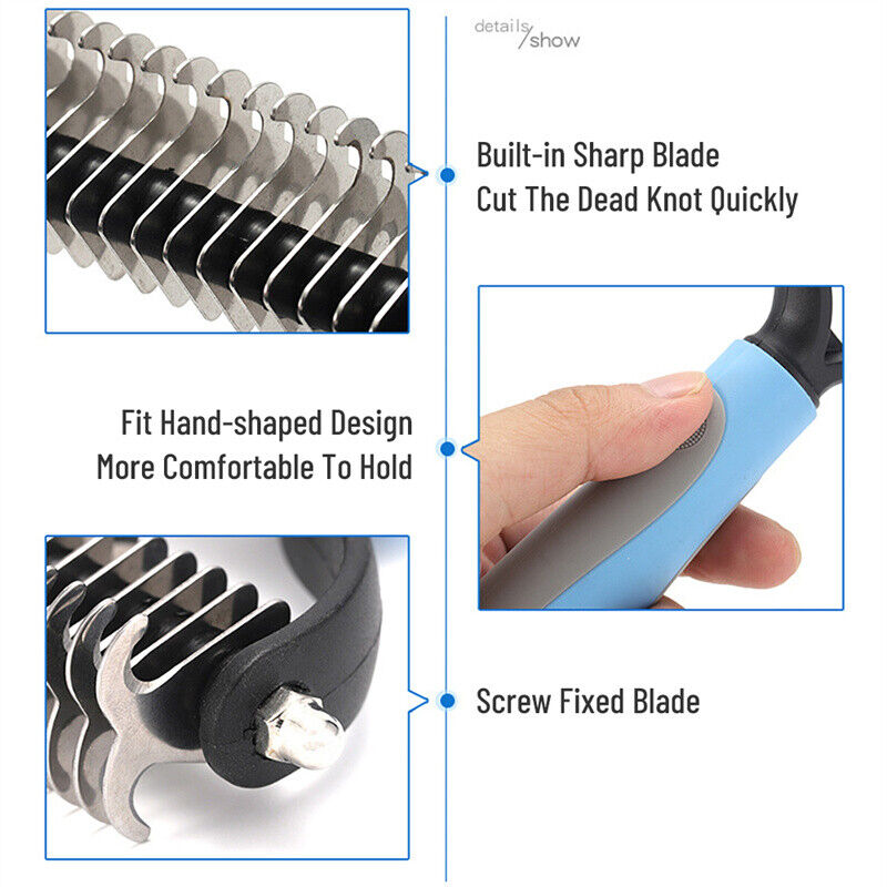 Pet Dematting Grooming Brush Double-Sided