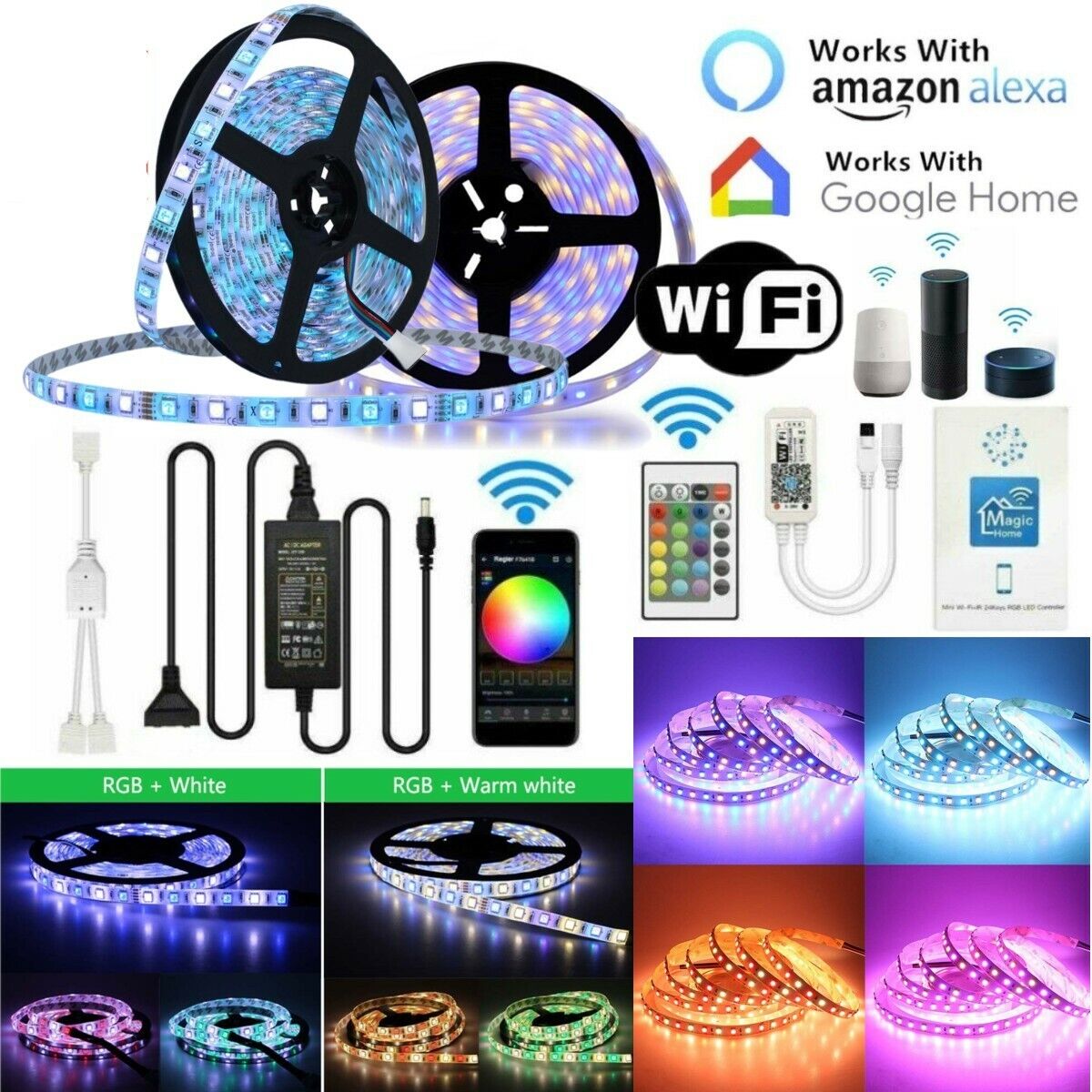 Smart WiFi RGB LED Strip Lights 16.4 ft